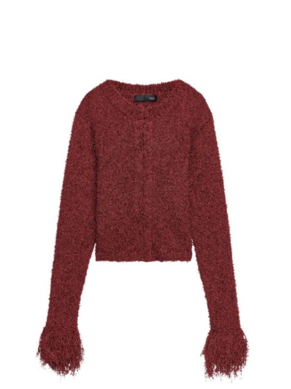 Zara Red Cardigan with Fringe, Small Burgundy